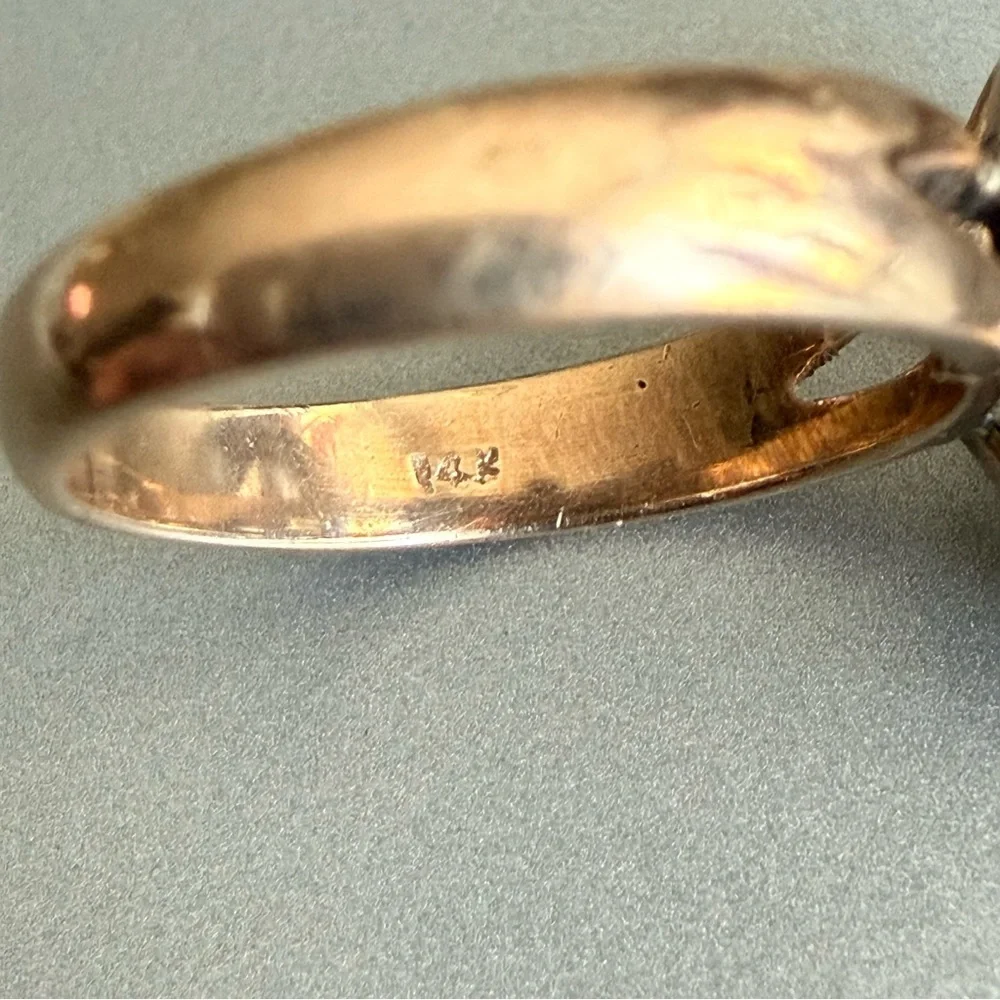 Estate Solid 14k Rose Gold Smoky Topaz Geometric Modernist Vintage Cockt…